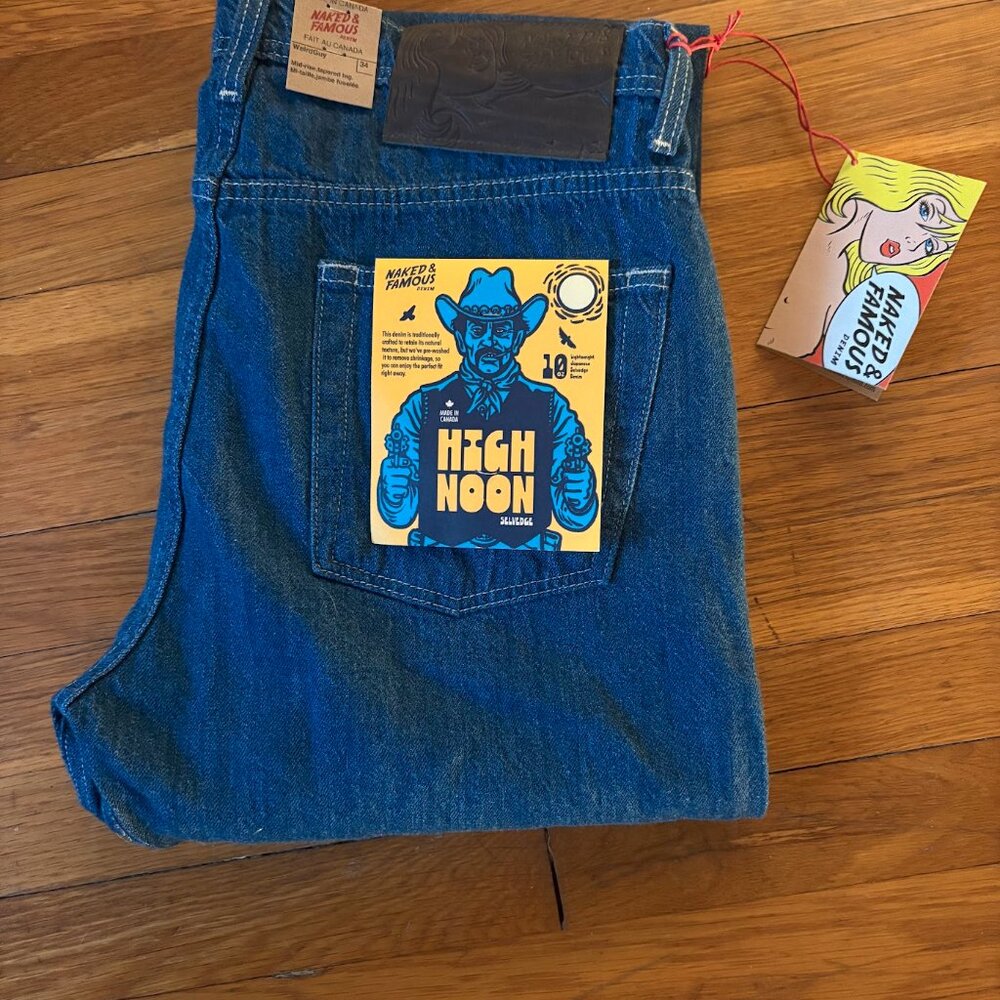 Naked & Famous Weird Guy High Noon Lightweight Selvedge Jeans NWT 34 x 34